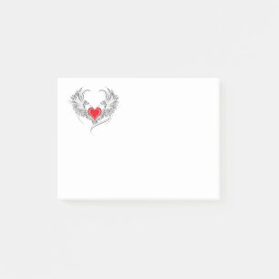 Bloco De Notas Coração Anjo Vermelho com asas