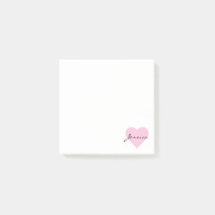 Bloco De Notas Coração cor-de-rosa bonito personalizado