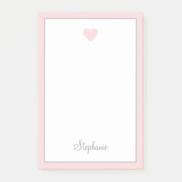 Bloco De Notas Coração Cor-de-rosa-branca e Script Moderno de Bor