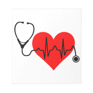 Bloco De Notas Coração de Pulsação do Estetoscópio
