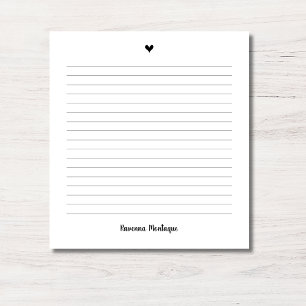 Bloco De Notas Coração Pequeno Preto Nome Manuscrito Linhado