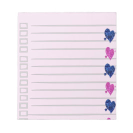 Bloco de Notas Coração Rosa e Azul