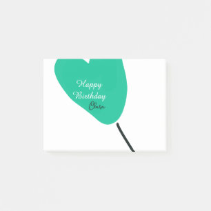 Bloco De Notas Coração verde feliz aniversário branco balão preto