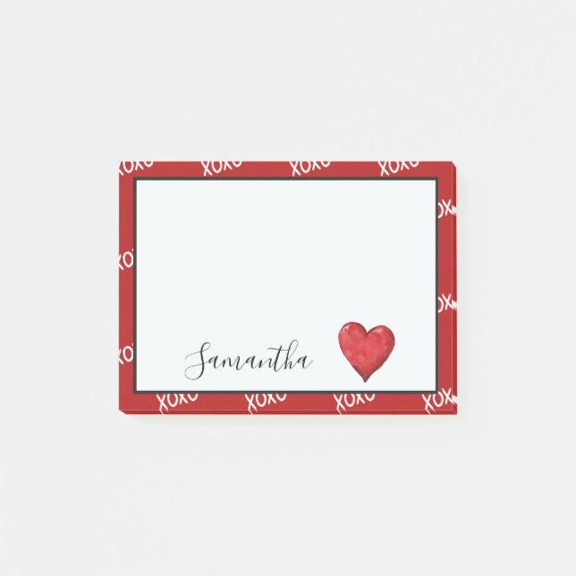Bloco De Notas Coração XOXO Vermelho (Frente)