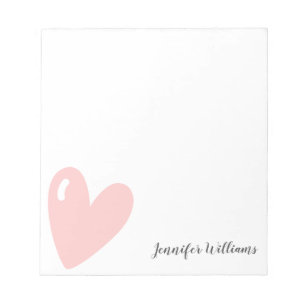 Bloco De Notas Corações Cor-de-Rosa Pastel Simples Personalizad
