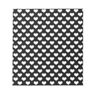 Bloco De Notas Corações de Amor Preto e Branco