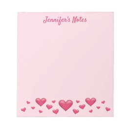 Bloco De Notas Corações do Dia de os namorados rosa e texto perso