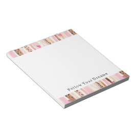 Bloco De Notas Corações do Leopardo Castanho-Rosa-Rosa-Rosa Cinza