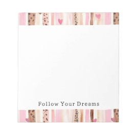 Bloco De Notas Corações do Leopardo Castanho-Rosa-Rosa-Rosa Cinza