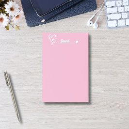 Bloco De Notas Corações fofos & Nome Personalizado, Simples Perso