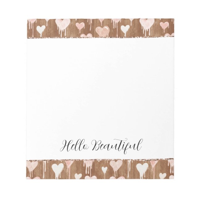 Bloco De Notas Corações Marrom Chocolate Creme Rosa   (Frente)