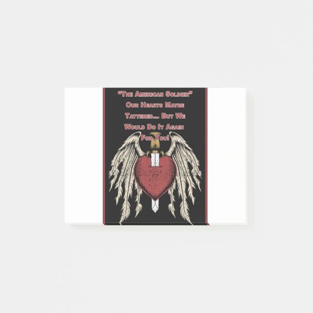 Bloco De Notas Corações Testados de Soldado Americano Poignant (Frente)