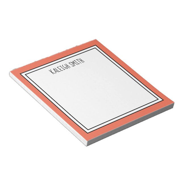Bloco De Notas Coral Branco Personalizado Cor Editável (Inclinado)