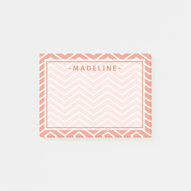 Bloco De Notas Coral Chevron Pattern | Nota De (Frente)