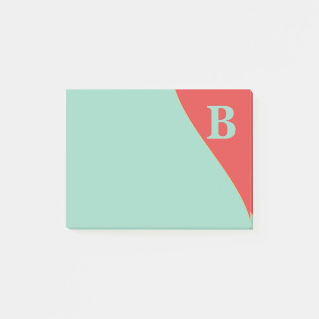 Bloco De Notas Coral e Turquesa do Sudoeste com Monograma (Frente)