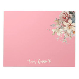 Bloco de Notas Coral Pretty Spring Floral Bouquet