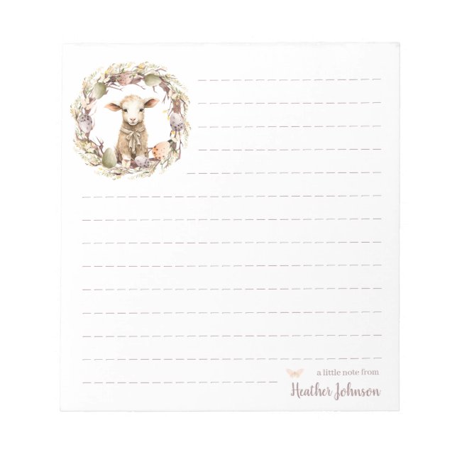Bloco De Notas Cordero de Páscoa aquarela personalizado (Frente)