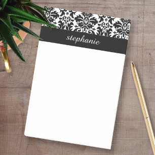 Bloco De Notas Cores damasco elegantes com preto e branco