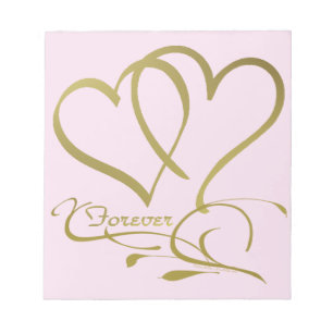 Bloco De Notas Cores de fundo editáveis Forever Hearts Gold