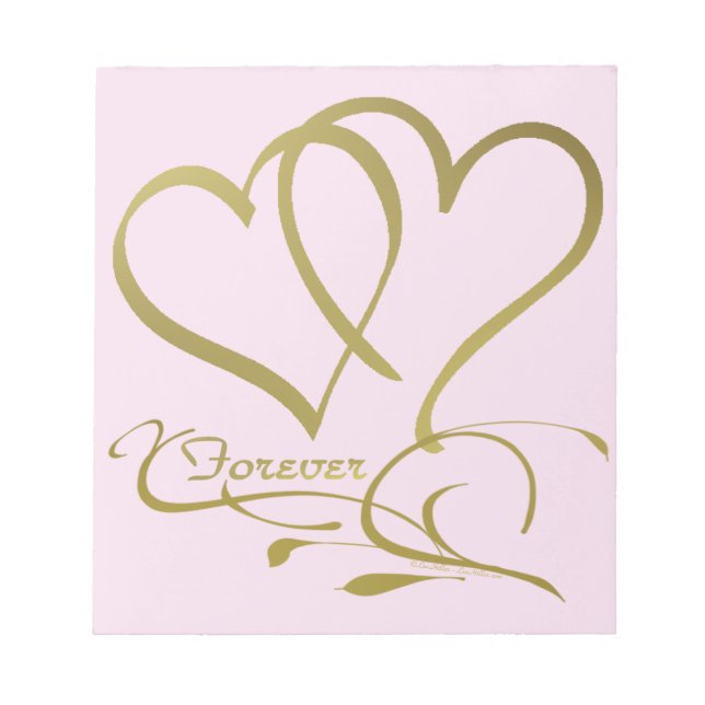 Bloco De Notas Cores de fundo editáveis Forever Hearts Gold (Frente)