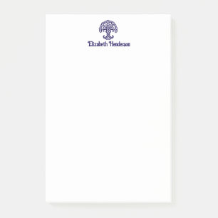 Bloco De Notas Cores DIY Nó Celta da Árvore da Vida com Nome Azul