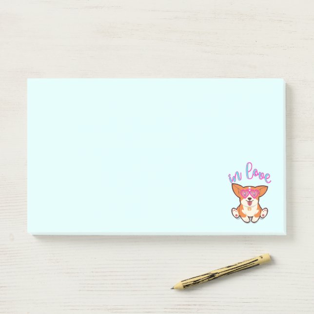 Bloco De Notas corgi apaixonado (Na mesa)