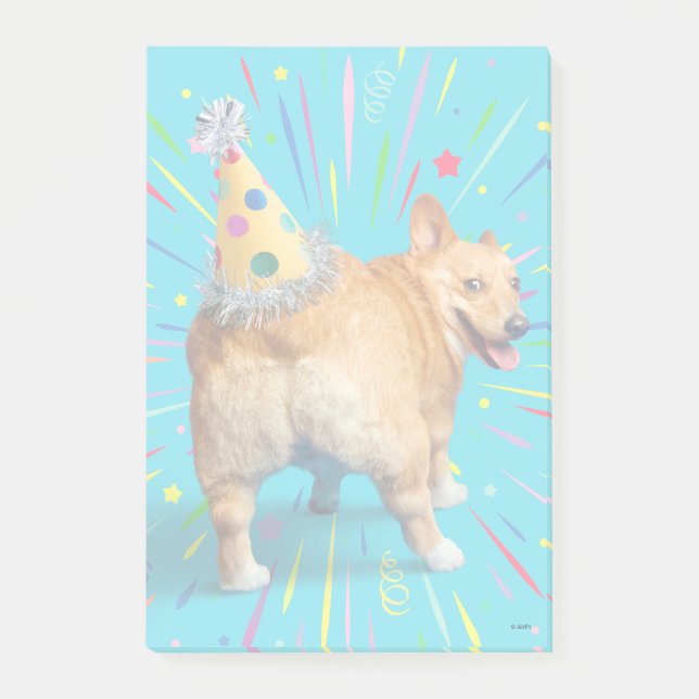 Bloco De Notas Corgi Butt Birthday Hat (Frente)