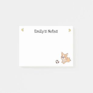 Bloco De Notas Corgi Com Notas De Posto Da Bola De Futebol