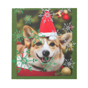 Bloco De Notas Corgi sorrindo de natal