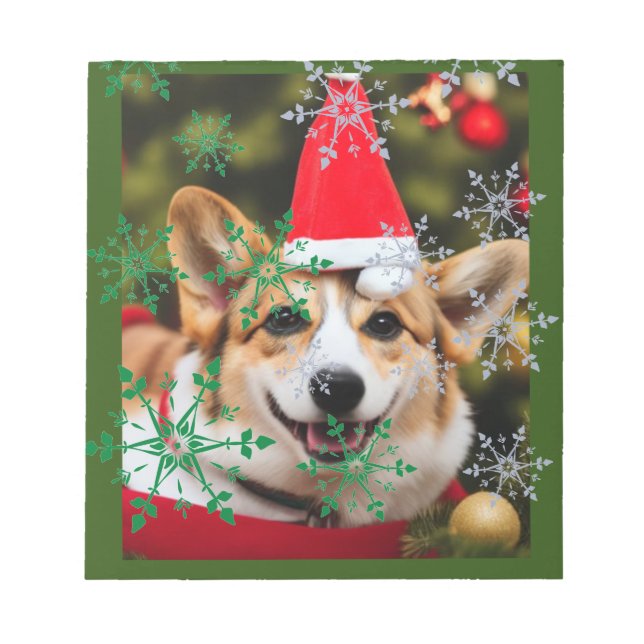 Bloco De Notas Corgi sorrindo de natal (Frente)