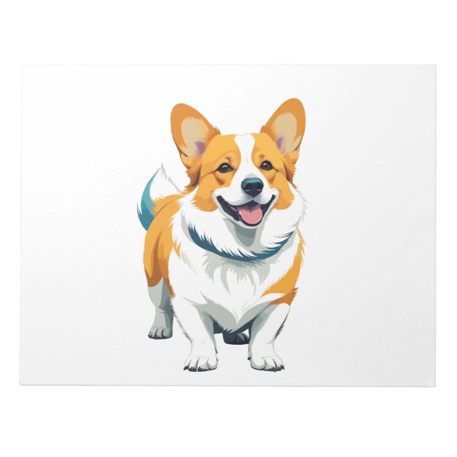 Bloco De Notas Corgi Vetor Art com Cores Vibrantes (Frente)