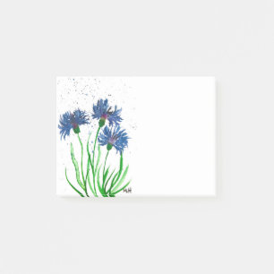 Bloco De Notas Cornflower Blue Flores aquarelas Russo Chic Po