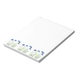 Bloco De Notas Cornflower Flores azuis aquarela