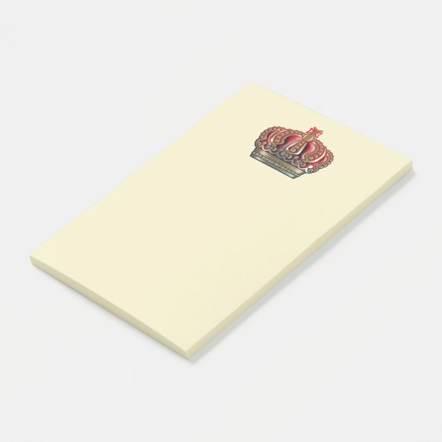 Bloco De Notas Coroa Cruz Real - Dourado Azul Vermelho (Inclinado)