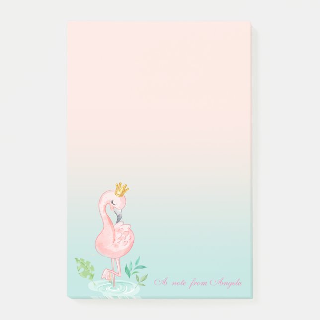 Bloco De Notas Coroa de Flamingo Rosa Adorável (Frente)