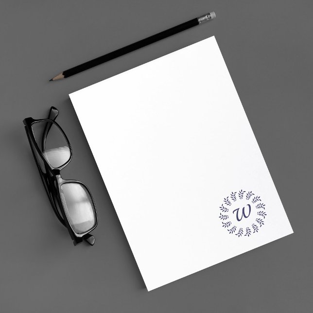 Bloco De Notas Coroa de louro preta monogramada (Criador carregado)