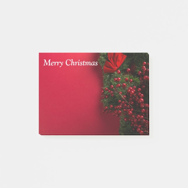 Bloco De Notas coroa de natal com amoras vermelhas (Frente)