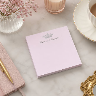 Bloco De Notas Coroa de Princesa Vintage Rosa e Cinza Nome Pessoa