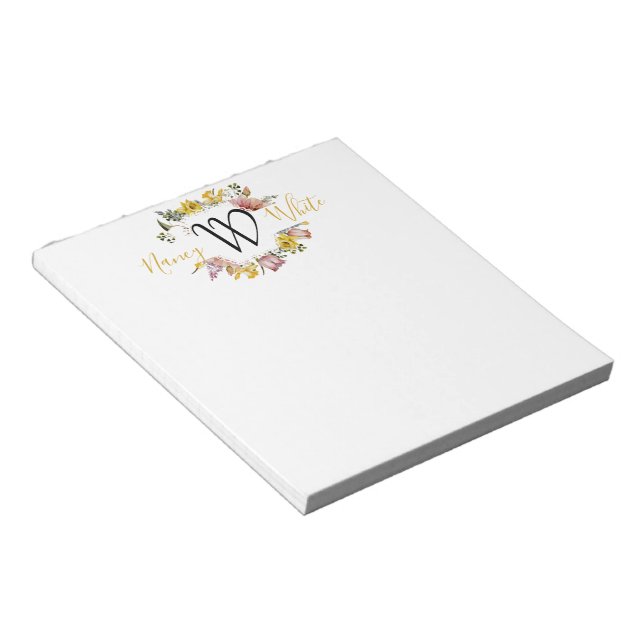 Bloco De Notas Coroa floral personalizada (Inclinado)