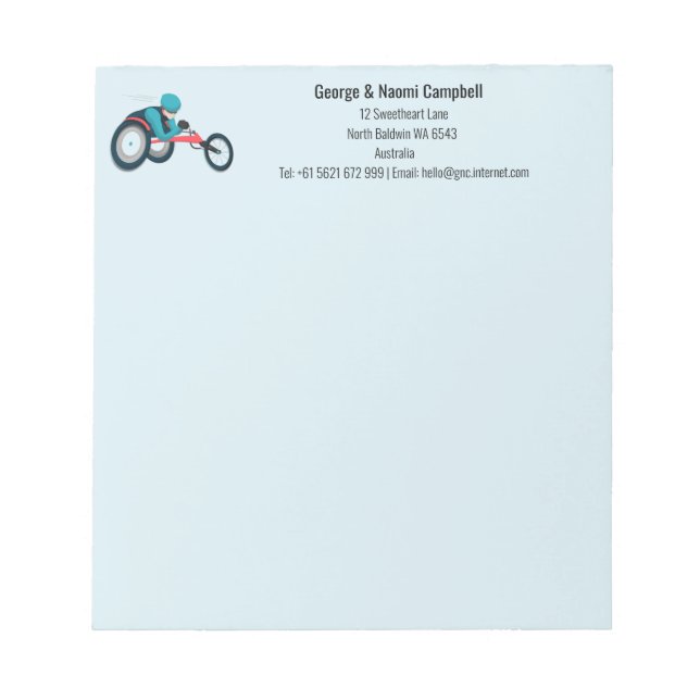 Bloco De Notas Corrida em cadeira de rodas (Frente)