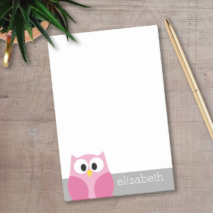 Bloco De Notas Coruja de Cartoons de Corte - Nome Personalizado R