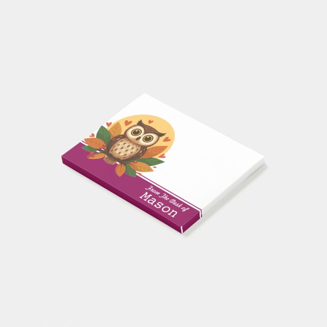 Bloco De Notas Coruja Marrom Engraçada Personalizada (Inclinado)
