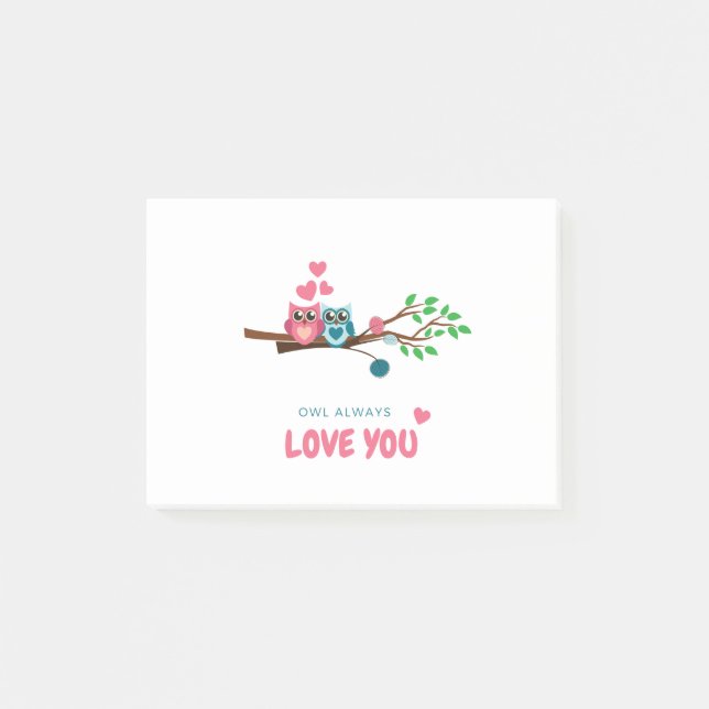 Bloco De Notas coruja sempre te ama (Frente)