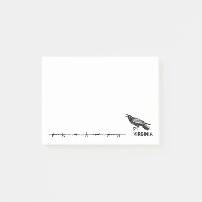 Bloco De Notas Corvo desenhado mão, preto (Frente)