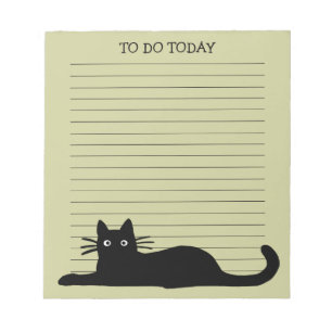 Bloco De Notas Costume preto legal do gato do gatinho alinhado