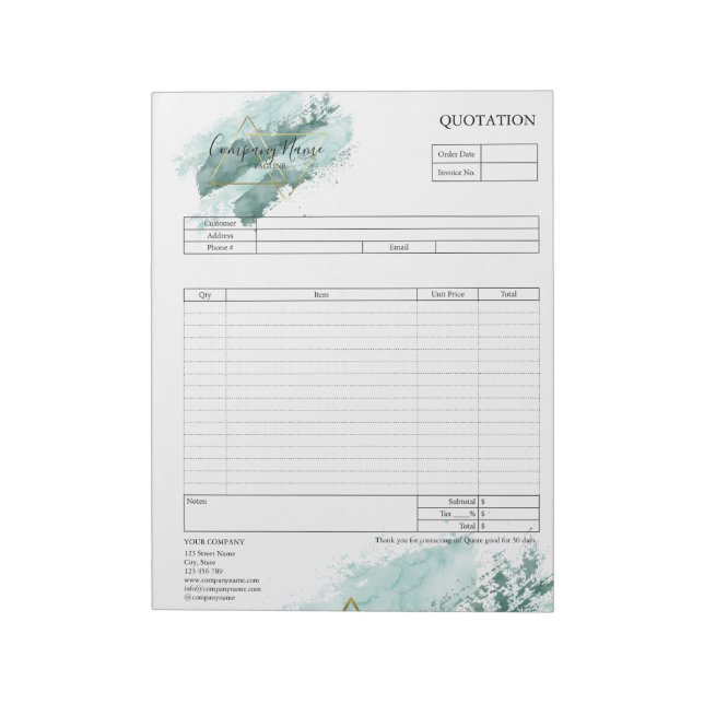 Bloco De Notas Cotação de Negócios de Formulário, NFF ou Recebime (Invertido)