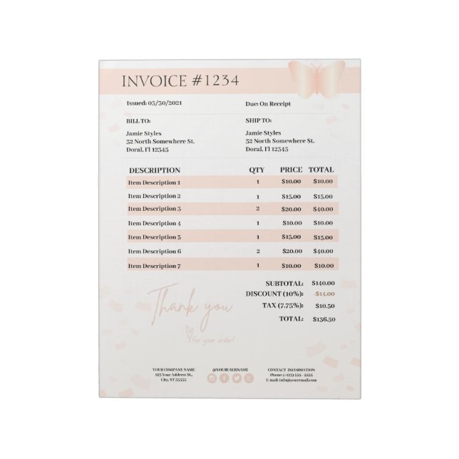 Bloco De Notas Cotação de Negócios de Formulário, NFF, Recebiment (Invertido)