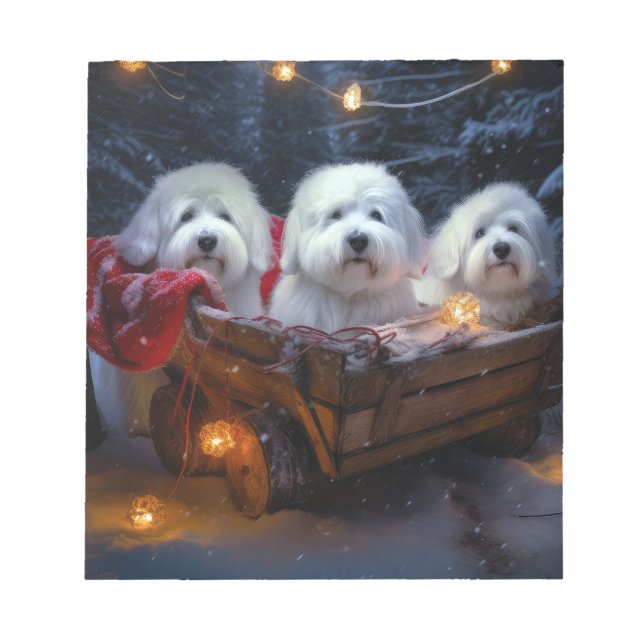 Bloco De Notas Coton De Tulear Snowy Sleigh Decência De Natal (Frente)