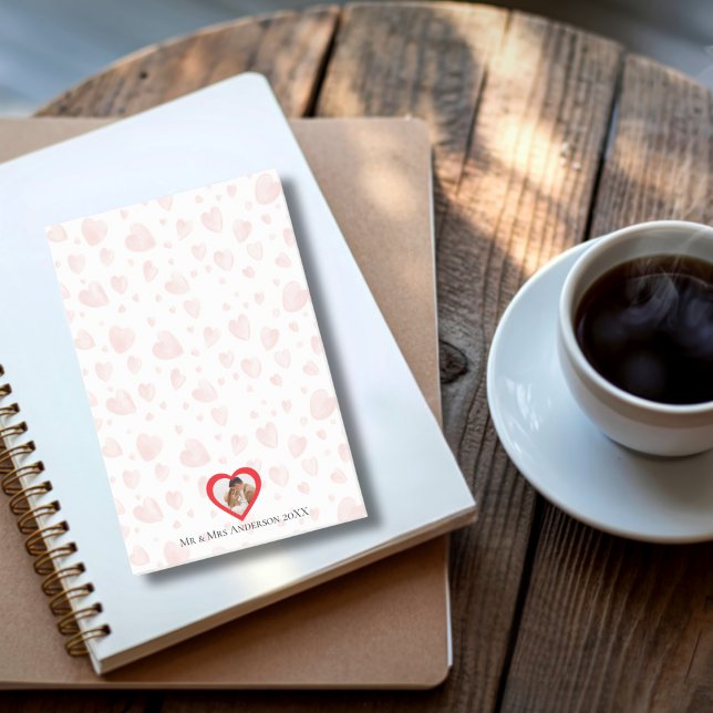 Bloco De Notas Couple Photo Heart Background Custom romantic (Criador carregado)