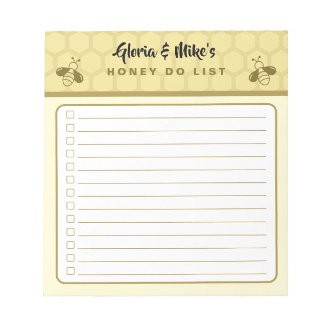 Bloco De Notas Couples Names Mini Honey Do List Notepad (Frente)